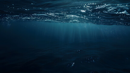 Dark blue ocean surface seen from underwater