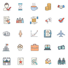 head hunting business icons set, Included icons as Briefcase, Target, Handshake, Calendar and more symbols collection, logo isolated vector illustration