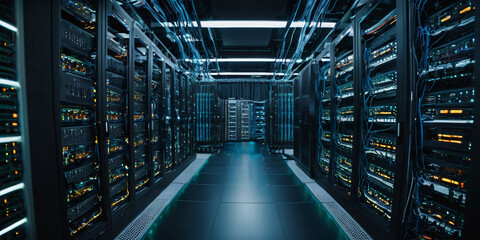 A data server, with a cooling fan and a maze of circuit boards, sitting on a workbench in a workshop
