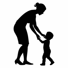 silhouette of parent and child