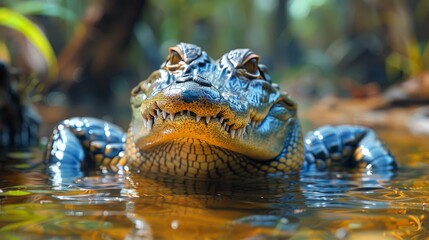 Fototapeta premium Salt water crocodile on the edge of a water
