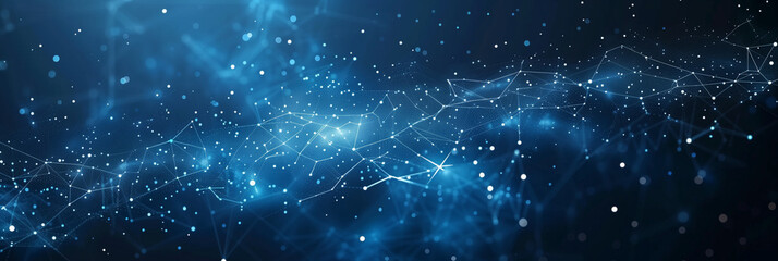 Blue abstract technology background with mesh of connected particles