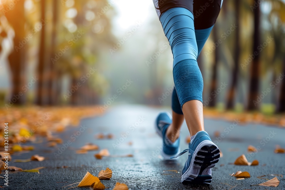 Canvas Prints woman running towards on the road side in  outdoor exercise concept