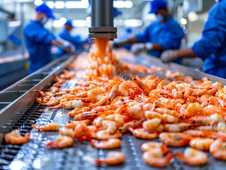 A modern shrimp meat processing factory