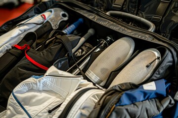 Fencer's Equipment Bag with Organized Gear for Training and Competitions