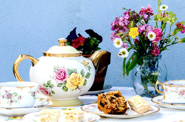 Afternoon  tea high  tea  garden tea party  old  fashioned  vintage style  