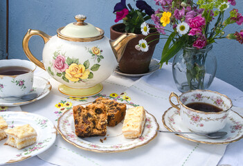 Afternoon  tea high  tea  garden tea party  old  fashioned  vintage style  