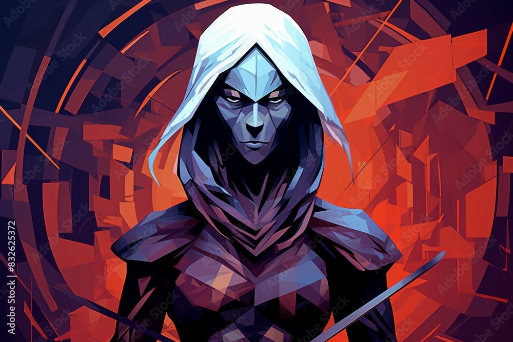 Poster A drow assassin, skilled in the art of dual-wielding deadly daggers and moving unseen in the darkness. - Generative AI