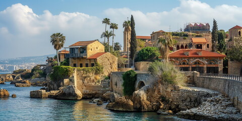 Naklejka premium Byblos in daylight Byblos an ancient city on the c_001