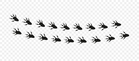 Animal foot traces. Hedgehog paws. Hedgehog black footprints on white background. Flat vector illustration.  © Loya.art