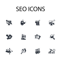 SEO icon set.vector.Editable stroke.linear style sign for use web design,logo.Symbol illustration.