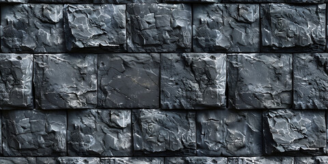 a close-up of a wall made of square stones in different shades of grey stones have a charred appearance, possibly from being burned wall appears to be made of concrete or stone and is textured