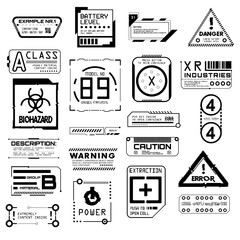 Scifi Hud elements. Futuristic text box, border, frame. Sci-fi digital screen, hologram panel. High tech  UI interface vector set, digital circle, graphic box, game                  