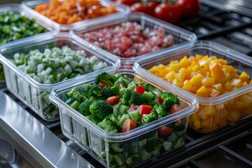 Obraz premium Set of frozen vegetables in plastic containers