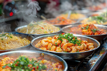 Obraz premium Chef Preparing a Variety of Fresh Dishes in Kitchen