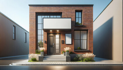Vorlage Schild, mock up, moderne Fassade, Display wei&szlig;