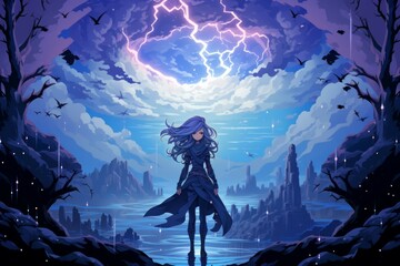 A storm sorceress, with the ability to summon lightning bolts and control the weather. - Generative AI