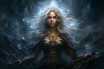 A storm sorceress, with the ability to summon lightning bolts and control the weather. - Generative AI