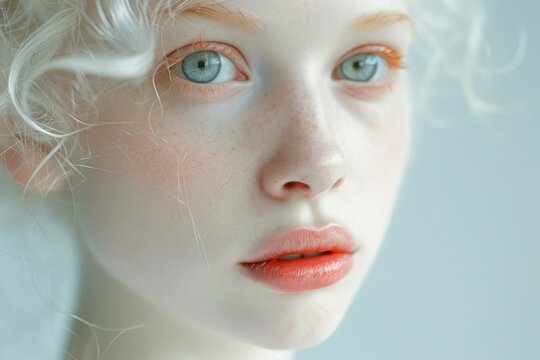 Beautiful albino woman fashion portrait