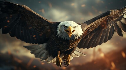 Fototapeta premium American eagle with flag patriotic usa theme for memorial day, veterans day, or fourth of july