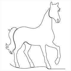 Continuous single line drawing of a horse animal concept single line draw design vector illustration