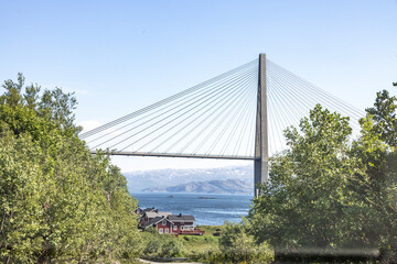 The Helgeland Bridge over the Leirfjorden (Horvneset - Leines) Helgeland, Nordland county