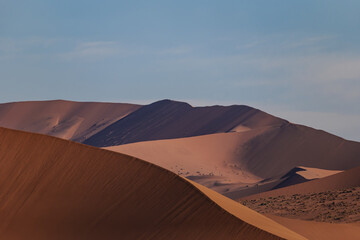 the world's largest sand dunes in Namibia, Africa, sunset colors