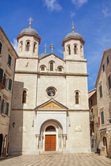 Obraz premium Religious architecture. Montenegro, Old Town of Kotor. View of Serbian Orthodox Church of St. Nicholas