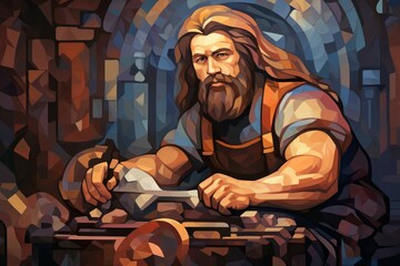 A dwarven blacksmith, renowned for skill in crafting legendary weapons and armor. - Generative AI