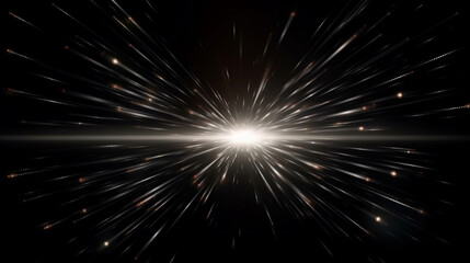 Fototapeta premium Radiant Burst: Flash light and lens flare shine on black.