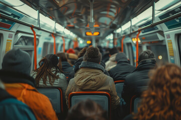 Modern Tram in City Night Traffic