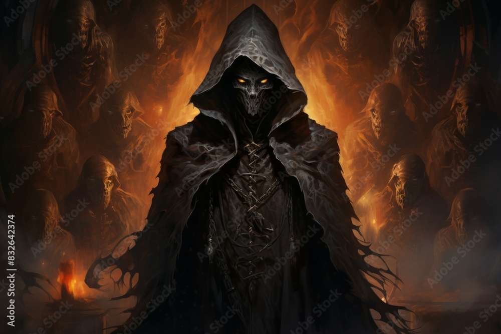Wall mural a mysterious and brooding warlock, wielding shadow magic and making pacts with dark entities. - gene