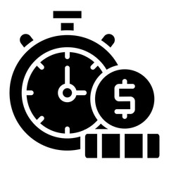 A glyph design icon of time is money
