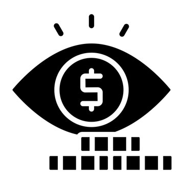 A solid design icon of financial eye

