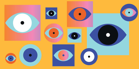 Technology abstract background. Work online, freelancing, education. Cartoon style. Vector illustration