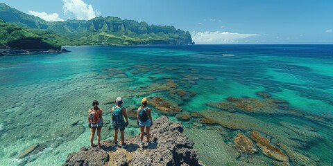 Trio Contemplating the Vast Ocean