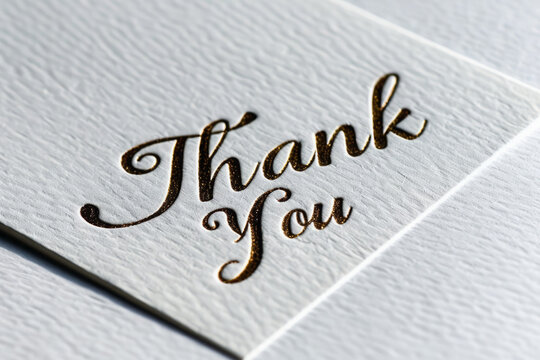 Thank you card with elegant calligraphy text. Hand-lettered words Thank You on paper greeting card