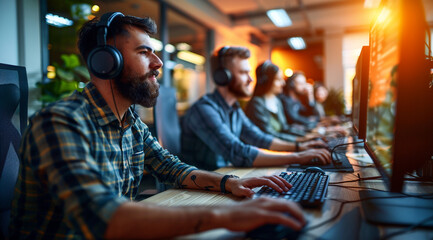 Obraz premium Young business people working in office 