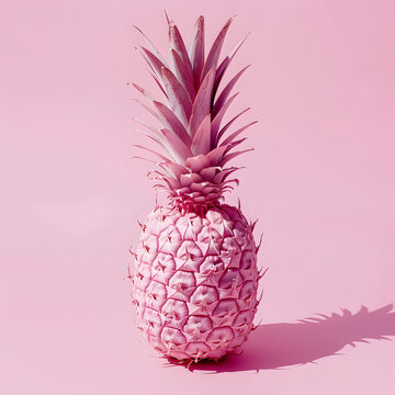 Pink pineapple on a pastel pink background.