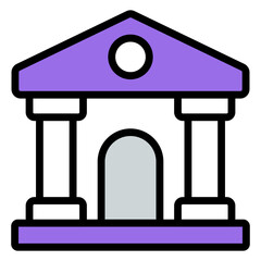 A colored design icon of bank

