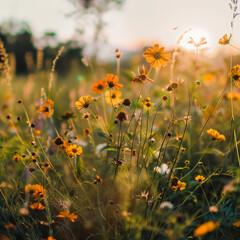 In the vast expanse of a sun-kissed meadow, a vibrant sea of daisies stretches as far as the eye can see. 