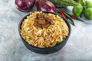 Stir fried rice with beef