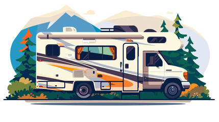 vehicle camping vector flat isolated illustration on white background