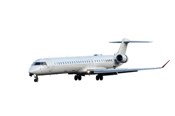 Real Commercial Airplane Bombardier CRJ 1000 on Transparent Background