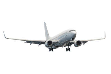 Real Commercial Airplane Boeing 737 on Transparent Background