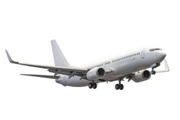 Real Commercial Airplane Boeing 737 on Transparent Background