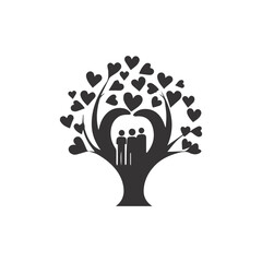 Love sign and head with tree
