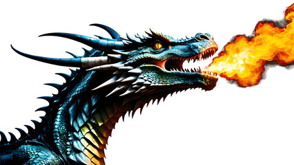 Fire dragon isolated on transparent background