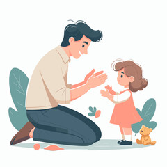 Fototapeta premium A father playing with his daughter