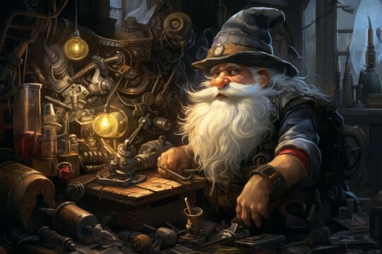 A quick-witted gnome inventor, creating ingenious gadgets and contraptions to overcome challenges. - Generative AI